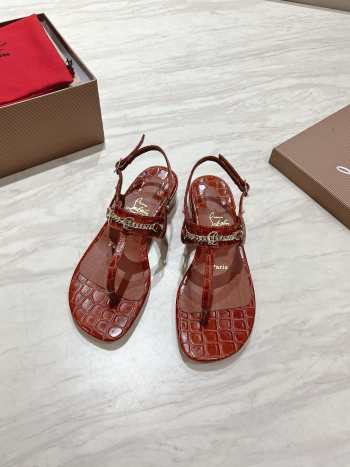 Uubags Christian Louboutin MJ Thong croc-effect leather sandals brown