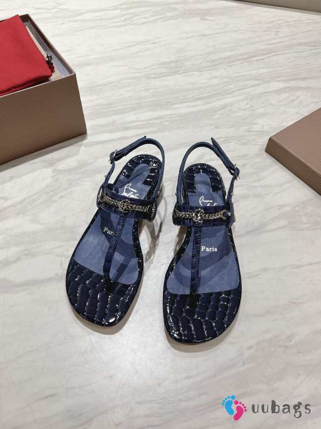 Uubags Christian Louboutin MJ Thong croc-effect leather sandals navy blue - 1