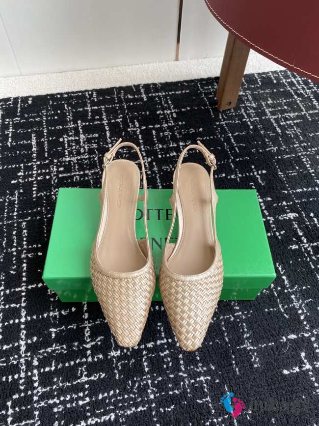 Uubags Bottega Veneta Intrecciato Kitten Heel Slingback Beige - 1