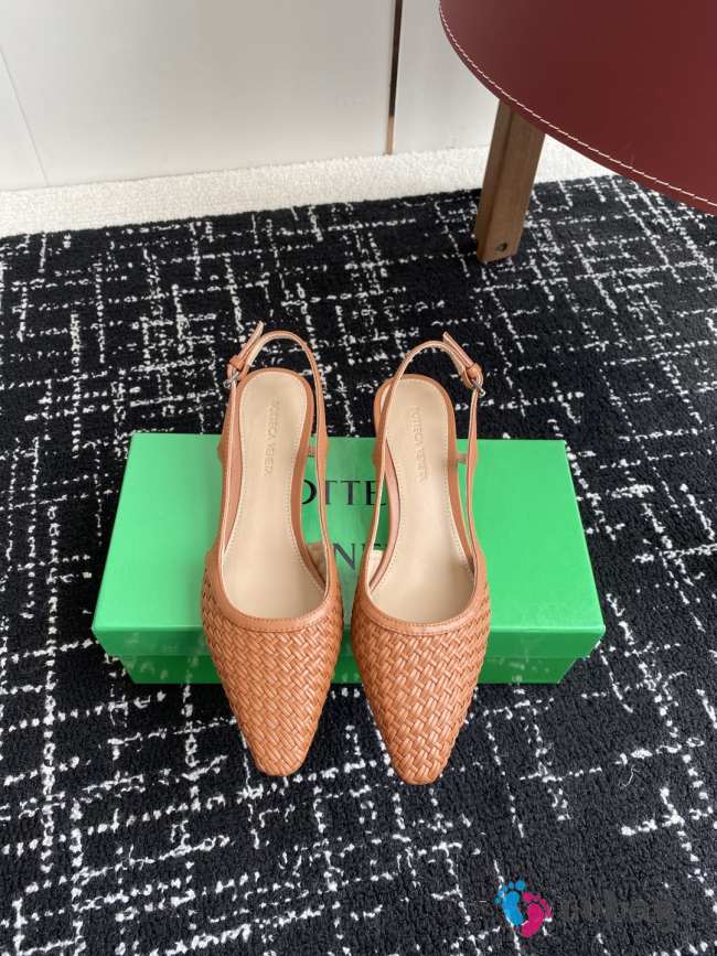Uubags Bottega Veneta Intrecciato Kitten Heel Slingback Brown - 1