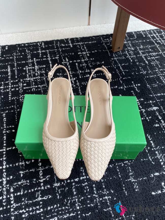 Uubags Bottega Veneta Intrecciato Kitten Heel Slingback White - 1