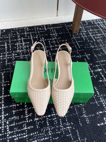 Uubags Bottega Veneta Intrecciato Kitten Heel Slingback White