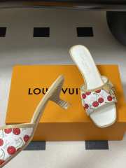 Uubags Louis Vuitton White/Red Monogram Cerise Canvas Bow Slide Mules - 5