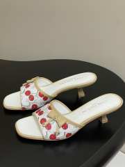 Uubags Louis Vuitton White/Red Monogram Cerise Canvas Bow Slide Mules - 3