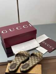 Uubags Gucci mules with light gold Horsebit in beige and dark brown GG canvas - 3