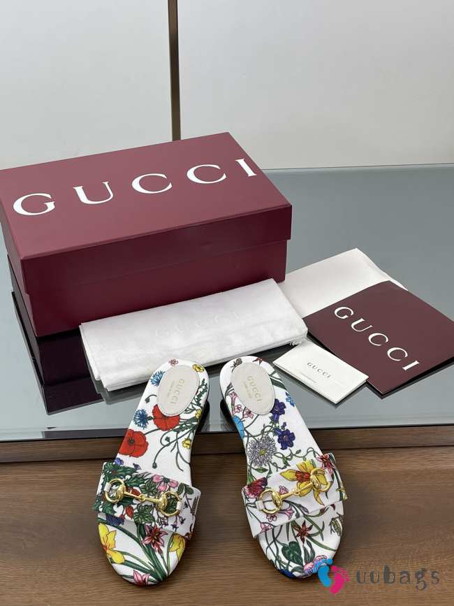 Uubags Gucci mules multicolored and white canvas with floral print - 1