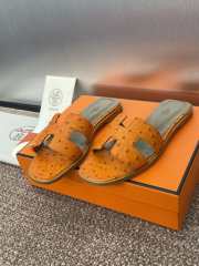 Uubags Hermes Oran Ostrich Leather Slippers 05 - 2