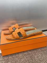 Uubags Hermes Oran Ostrich Leather Slippers 05 - 3