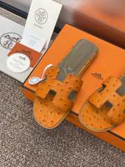 Uubags Hermes Oran Ostrich Leather Slippers 05 - 4