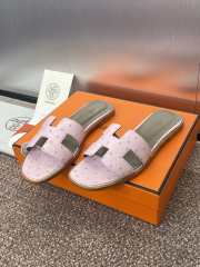 Uubags Hermes Oran Ostrich Leather Slippers 06 - 6