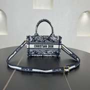 Uubags Mini Dior Book Tote Bag Blue Toile de Jouy Reverse Embroidery 21.5x13x7.5cm - 1
