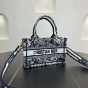 Uubags Mini Dior Book Tote Bag Blue Toile de Jouy Reverse Embroidery 21.5x13x7.5cm - 4