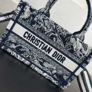 Uubags Mini Dior Book Tote Bag Blue Toile de Jouy Reverse Embroidery 21.5x13x7.5cm - 5