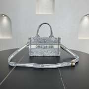 Uubags Mini Dior Book Tote Bag Grey Toile de Jouy Reverse Embroidery 21.5x13x7.5cm - 1