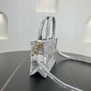 Uubags Mini Dior Book Tote Bag Grey Toile de Jouy Reverse Embroidery 21.5x13x7.5cm - 4