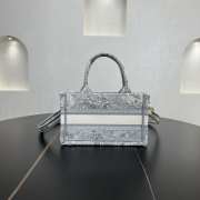Uubags Mini Dior Book Tote Bag Grey Toile de Jouy Reverse Embroidery 21.5x13x7.5cm - 3