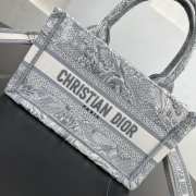 Uubags Mini Dior Book Tote Bag Grey Toile de Jouy Reverse Embroidery 21.5x13x7.5cm - 2