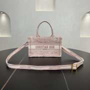 Uubags Mini Dior Book Tote Bag Pink Toile de Jouy Reverse Embroidery 21.5x13x7.5cm - 1