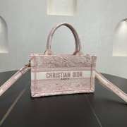 Uubags Mini Dior Book Tote Bag Pink Toile de Jouy Reverse Embroidery 21.5x13x7.5cm - 4