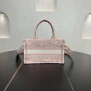 Uubags Mini Dior Book Tote Bag Pink Toile de Jouy Reverse Embroidery 21.5x13x7.5cm - 3