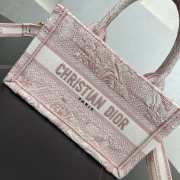 Uubags Mini Dior Book Tote Bag Pink Toile de Jouy Reverse Embroidery 21.5x13x7.5cm - 2