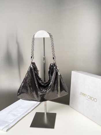 Uubags Jimmy Choo Callie Mini Silver Bag Clutch Bag with Diamond Motif and Crystal Hotfix 01 24x20x3.5cm