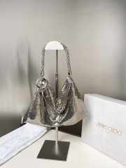 Uubags Jimmy Choo Callie Mini Silver Bag Clutch Bag with Diamond Motif and Crystal Hotfix 02 24x20x3.5cm - 1