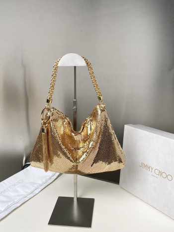 Uubags Jimmy Choo Callie Mini Gold Bag Clutch Bag with Diamond Motif and Crystal Hotfix 03 24x20x3.5cm