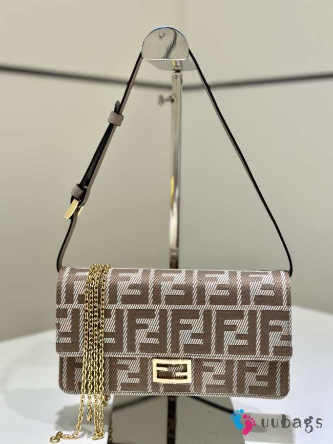 Uubags Fendi Wallet On Chain Baguette Beige denim-effect FF jacquard wallet 21x5x11.5cm - 1