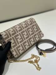 Uubags Fendi Wallet On Chain Baguette Beige denim-effect FF jacquard wallet 21x5x11.5cm - 6