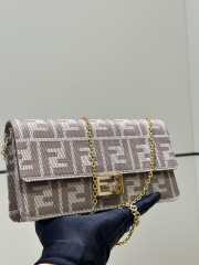 Uubags Fendi Wallet On Chain Baguette Beige denim-effect FF jacquard wallet 21x5x11.5cm - 5