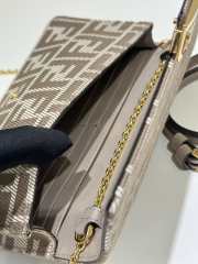 Uubags Fendi Wallet On Chain Baguette Beige denim-effect FF jacquard wallet 21x5x11.5cm - 4