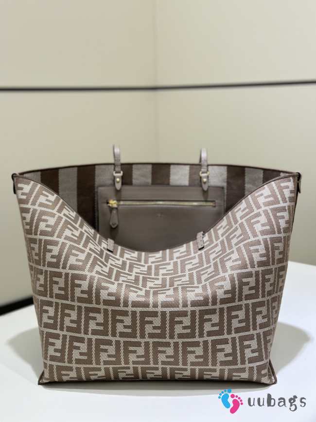 Uubags Fendi Roll Large Reversible shopper bag in Pequin striped and dove grey FF fabric 33x22x30cm - 1