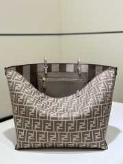 Uubags Fendi Roll Large Reversible shopper bag in Pequin striped and dove grey FF fabric 33x22x30cm - 1