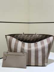 Uubags Fendi Roll Large Reversible shopper bag in Pequin striped and dove grey FF fabric 33x22x30cm - 6