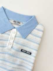 Uubags Miu Miu striped knit polo shirt  - 4