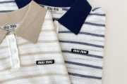 Uubags Miu Miu striped knit polo shirt  - 3