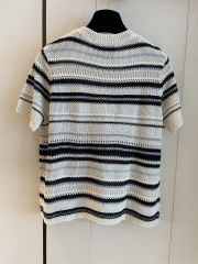 Uubags Chanel Off-White and Navy Wool Striped Sweater - 6