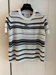 Uubags Chanel Off-White and Navy Wool Striped Sweater - 2