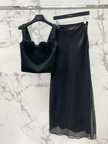 Uubags YSL heart short shirt with long skirt black