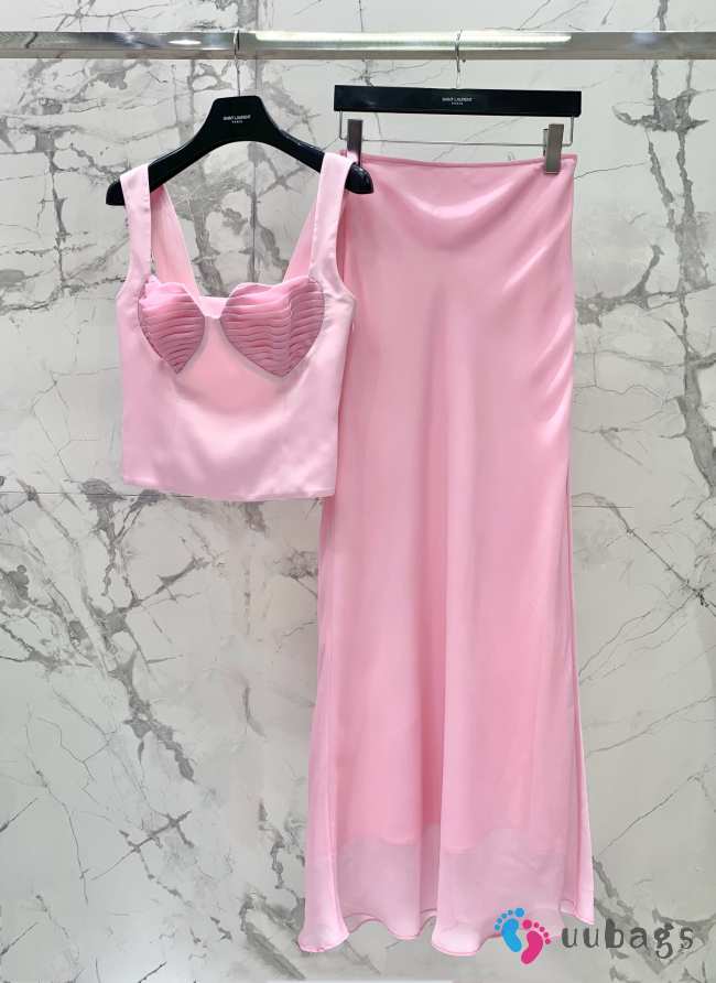 Uubags YSL heart short shirt with long skirt pink - 1
