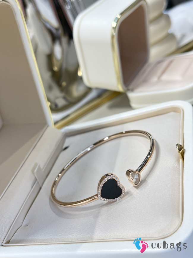 Uubags Chopard Happy Hearts bangle, ethical rose gold, diamonds, onyx - 1