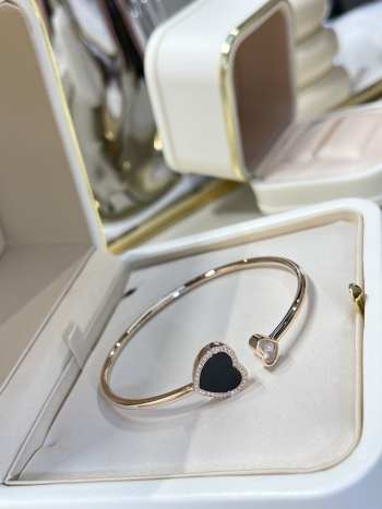 Uubags Chopard Happy Hearts bangle, ethical rose gold, diamonds, onyx