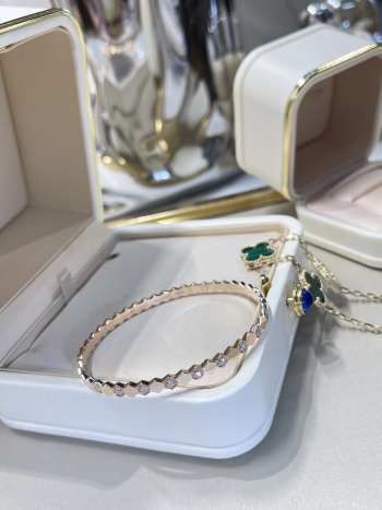 Uubags Chaumet Bee My Love Half Pavé Diamond Bracelet 18K Rose Gold