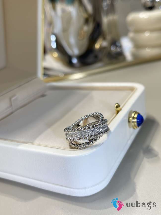Uubags Vancleef Arpels Perlée diamonds duo ring 18K yellow silver Diamond - 1