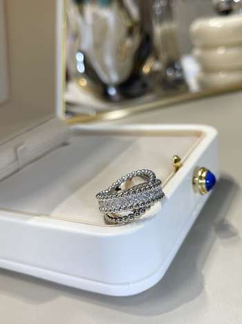 Uubags Vancleef Arpels Perlée diamonds duo ring 18K yellow silver Diamond