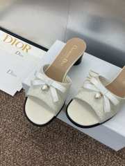 Uubags Dior Ballet Heeled Slide White Quilted Lambskin with Microcannage Motif 6cm - 2