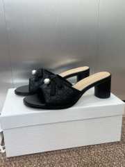 Uubags Dior Ballet Heeled Slide Black Quilted Lambskin with Microcannage Motif 6cm - 6