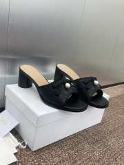 Uubags Dior Ballet Heeled Slide Black Quilted Lambskin with Microcannage Motif 6cm - 3