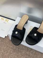 Uubags Dior Ballet Heeled Slide Black Quilted Lambskin with Microcannage Motif 6cm - 2